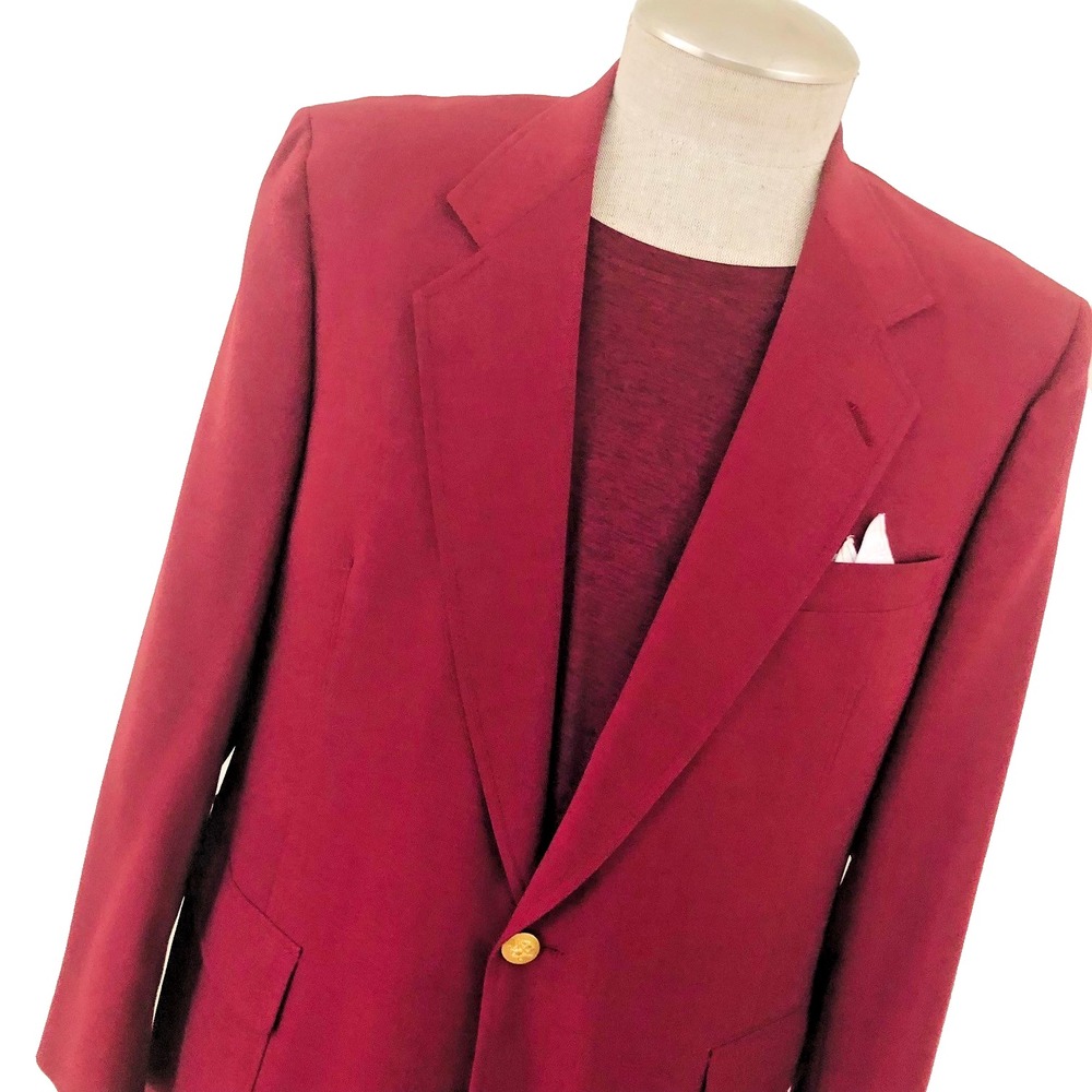 Vintage Jack Nicklaus Mens‎ 44R Blazer Sport Coat Burgundy Lined USA Crest  $225